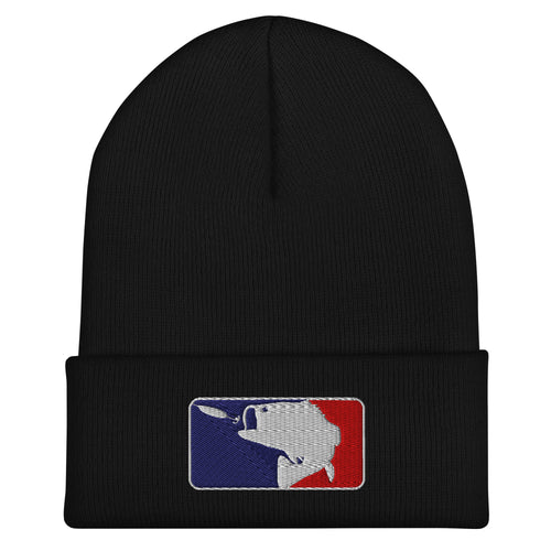 Baseball fishing embroidered black beanie – funny fishing winter hat for anglers