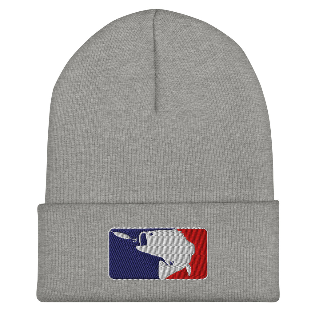 Gray heather baseball fishing beanie – embroidered winter fishing hat for men and women