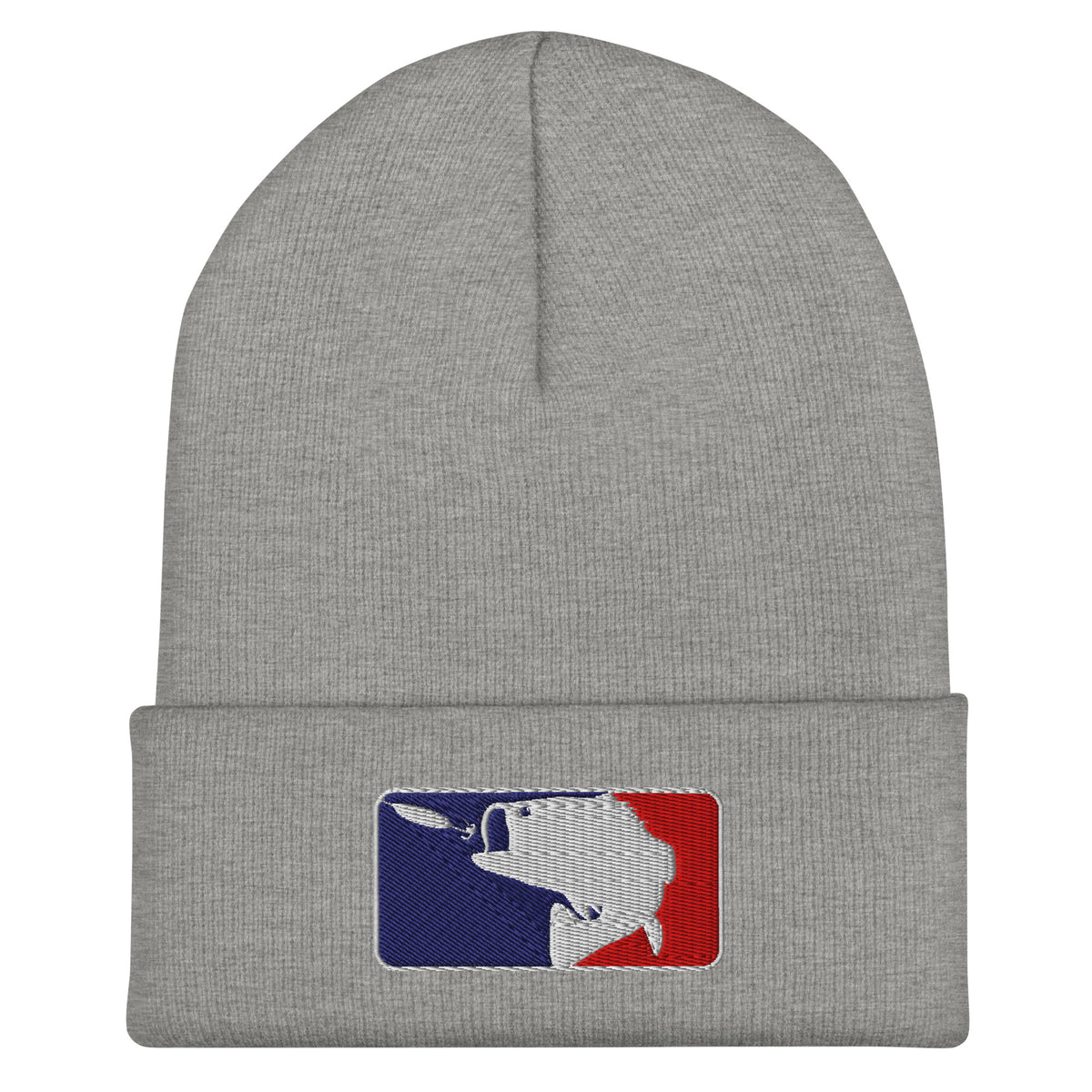 Gray heather baseball fishing beanie – embroidered winter fishing hat for men and women
