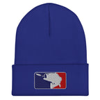 Royal blue baseball fishing embroidered beanie – cold weather fishing hat for anglers