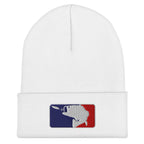 White baseball fishing embroidered beanie – funny fishing gift for anglers who fish all winter