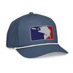 Light blue baseball fishing rope hat with white rope right front view – funny embroidered fishing cap