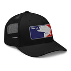 Black baseball fishing trucker hat right front view – funny embroidered fishing cap