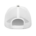 Baseball fishing gray heather white mesh trucker hat back view – adjustable snapback