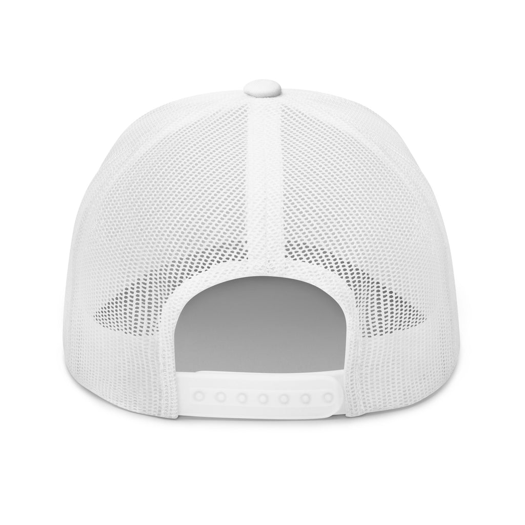 Baseball fishing white trucker hat back view – adjustable snapback closure