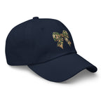 Navy camo bow dad hat side view – women's outdoor hunting cap