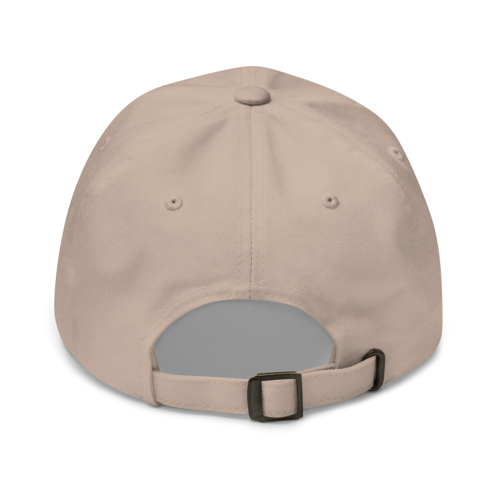 Camo bow stone dad hat back view – adjustable antique buckle strap