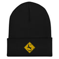 Deer crossing sign embroidered black beanie – funny deer hunting winter hat
