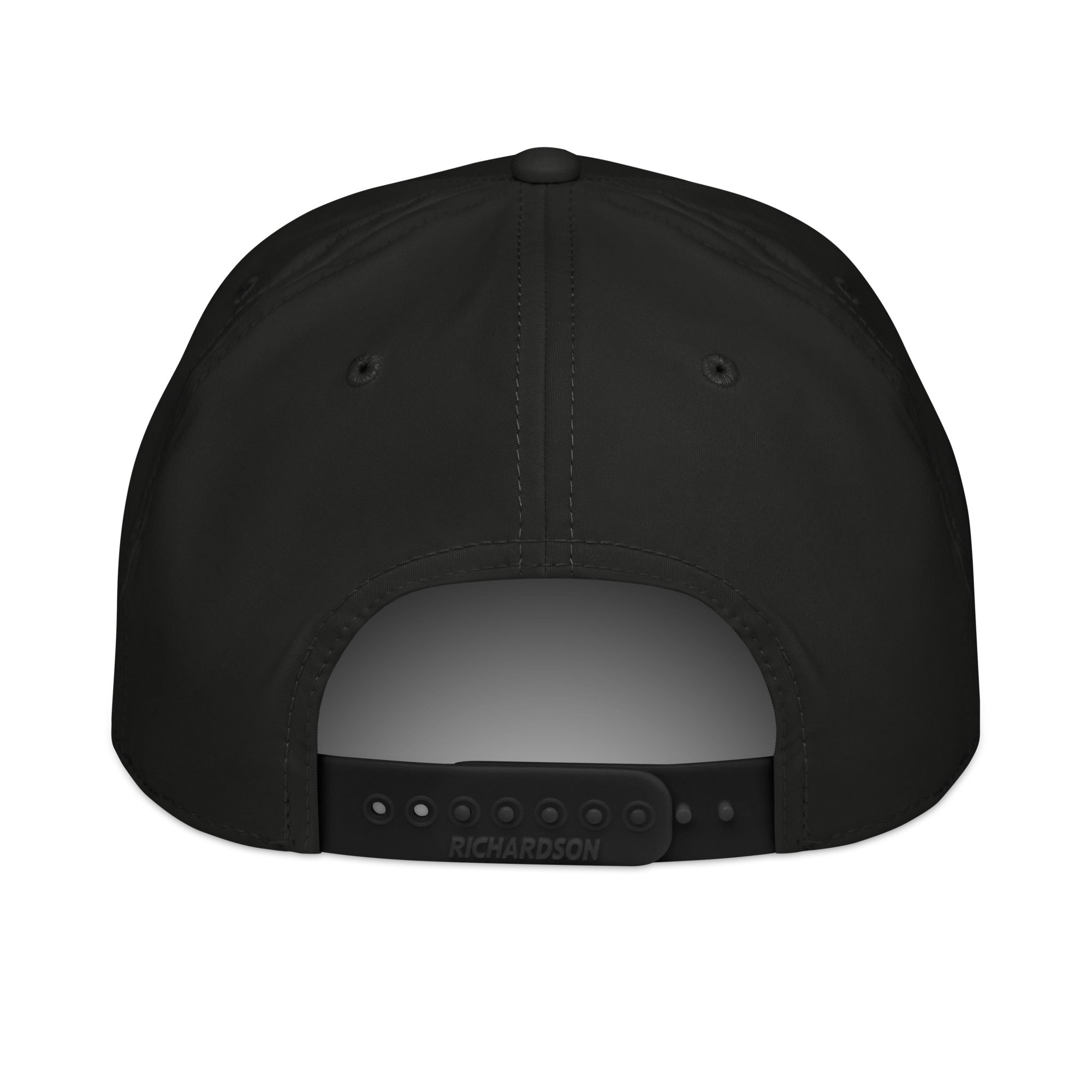 Deer crossing sign black rope hat with white rope back view – adjustable snapback