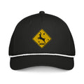 Deer crossing sign embroidered black rope hat with white rope – funny deer hunting cap with bullet holes