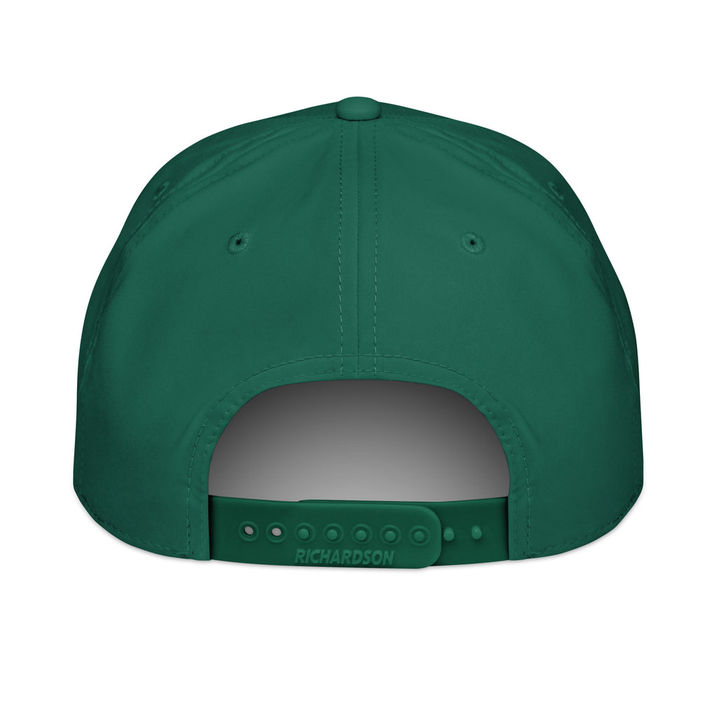 Deer crossing sign kelly green rope hat with white rope back view – adjustable snapback