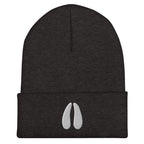 Dark gray deer track beanie – embroidered deer hoof print winter hat for outdoorsmen