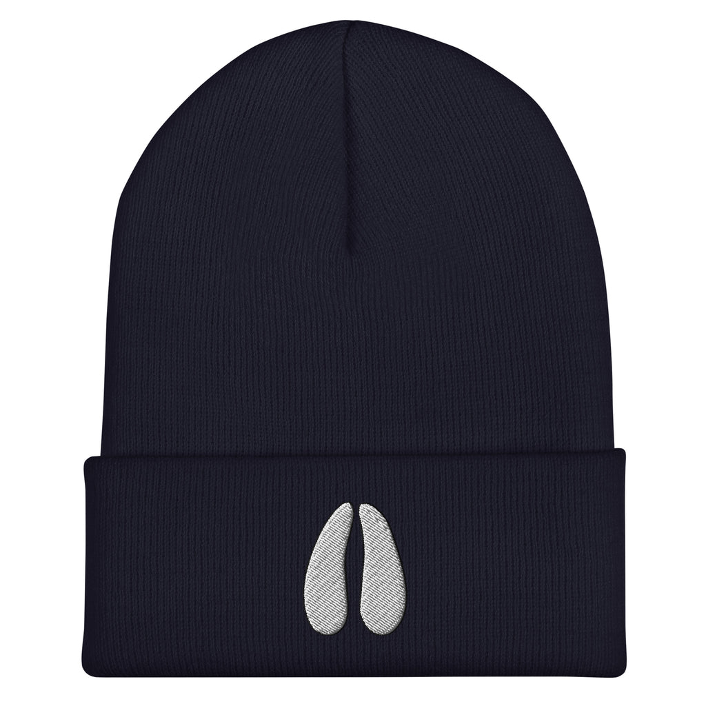 Navy deer track embroidered beanie – cold weather hat for deer hunters in the stand