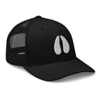 Black deer track trucker hat side view – deer hoof print embroidered outdoor hunting cap