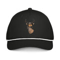 Deer with mullet printed black rope hat with white rope front view – funny deer hunting cap