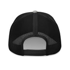 Duck Mullet gray heather black mesh trucker hat back view – adjustable snapback closure