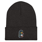 Dark gray duck with mullet embroidered beanie – funny winter hunting hat for men and women