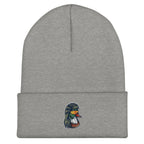 Gray heather duck with mullet beanie – embroidered funny hat for duck hunters in cold weather
