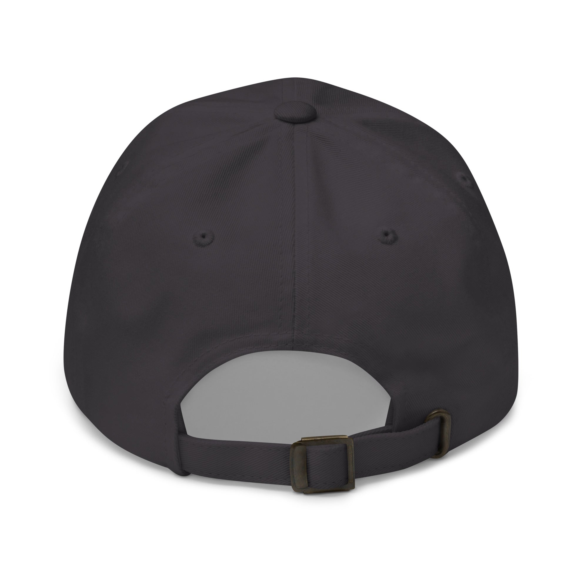 Dark gray dad hat back view