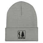 I Pee Outside embroidered gray heather beanie – funny outdoor cuffed hat