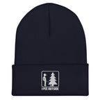 I Pee Outside embroidered navy beanie – funny outdoor winter hat