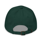 I Pee Outside spruce dad hat back view – adjustable strap