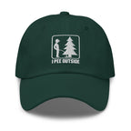 I Pee Outside embroidered spruce dad hat front view – funny outdoor cap