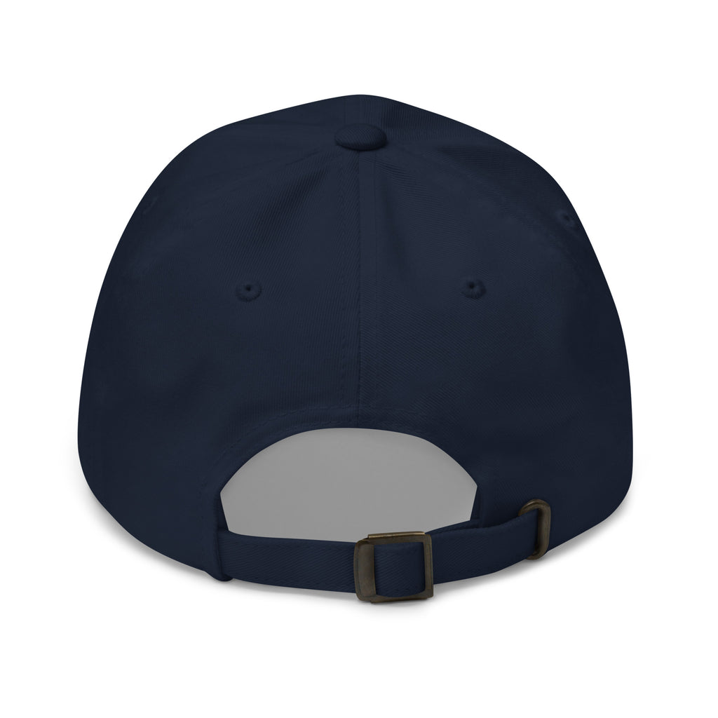 Local Boy navy dad hat back view – adjustable antique buckle strap