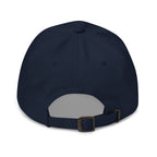 Local Boy navy dad hat back view – adjustable antique buckle strap