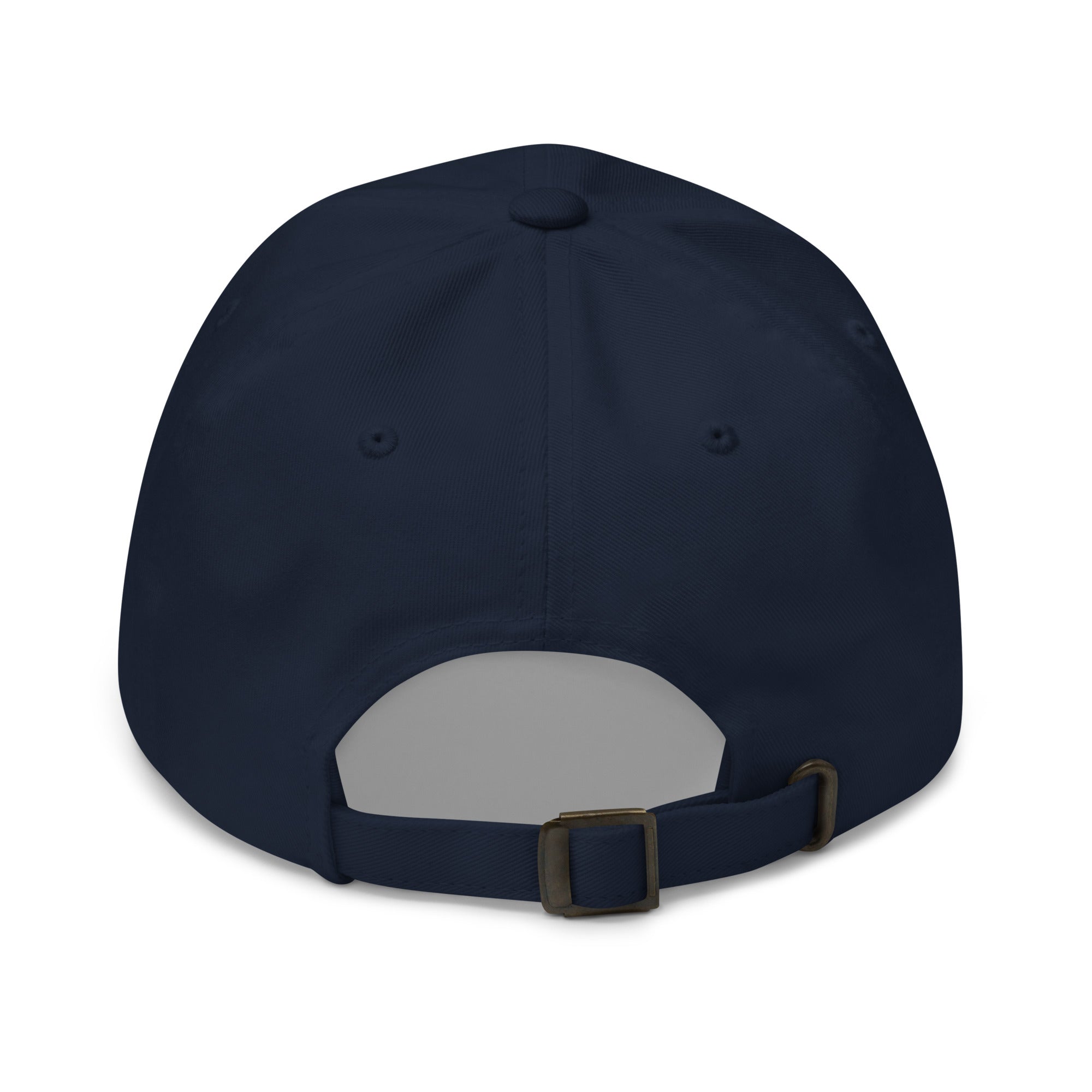 Local Boy navy dad hat back view – adjustable antique buckle strap
