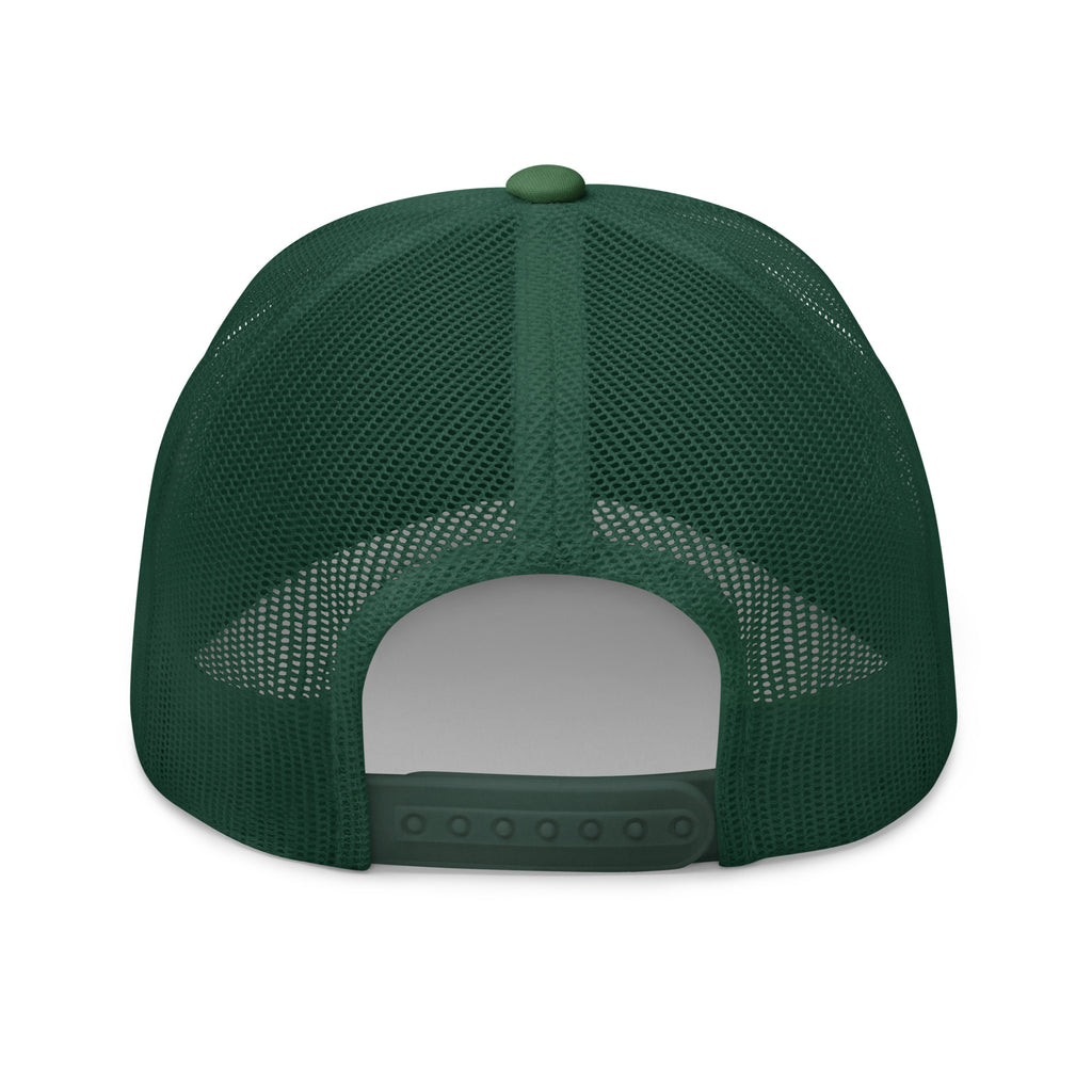 May the Forest Be With You evergreen trucker hat back view – adjustable snapback closure