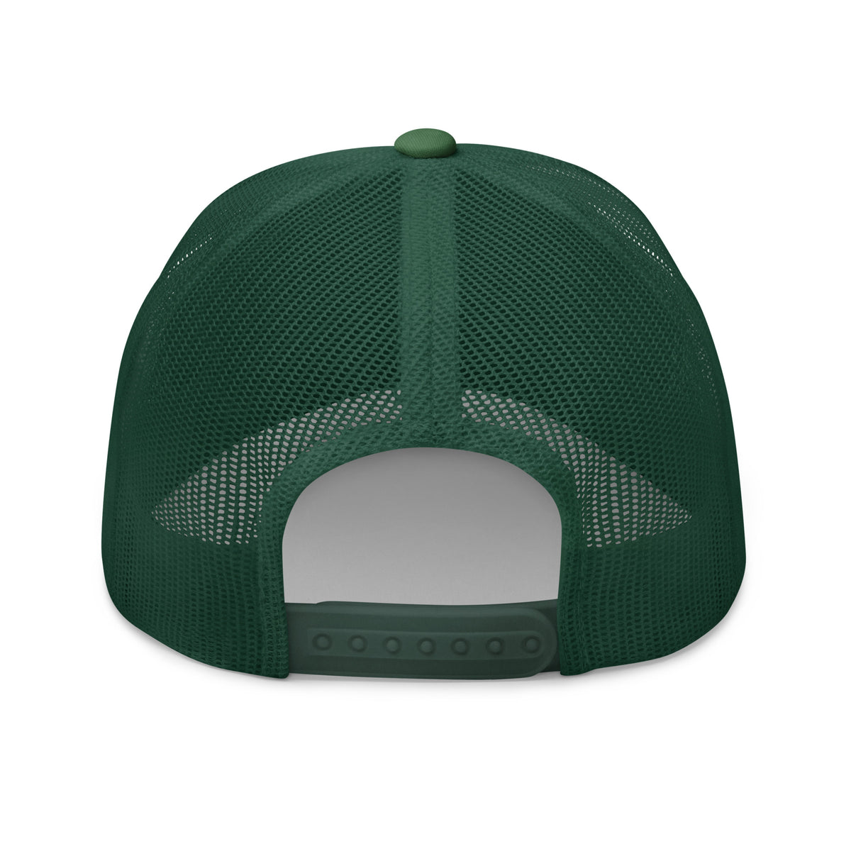 May the Forest Be With You evergreen trucker hat back view – adjustable snapback closure
