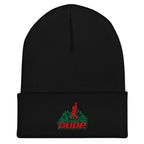 Mountain Dude embroidered black beanie – funny hiking outdoor winter hat
