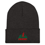 Mountain Dude embroidered dark gray beanie – funny hiking cold weather hat