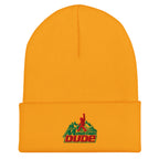 Mountain Dude embroidered gold beanie – funny hiking outdoor winter hat