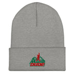 Mountain Dude embroidered gray heather beanie – funny hiking outdoor winter hat