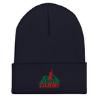 Mountain Dude embroidered navy beanie – funny hiking outdoor winter hat