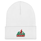 Mountain Dude embroidered white beanie – funny hiking outdoor winter hat