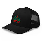 Black Mountain Dude trucker hat side view – funny embroidered hiking cap