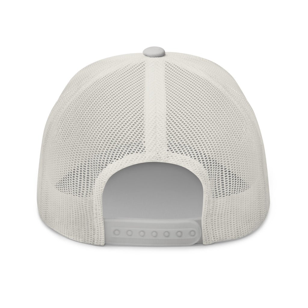 Mountain Dude silver trucker hat back view – adjustable snapback closure