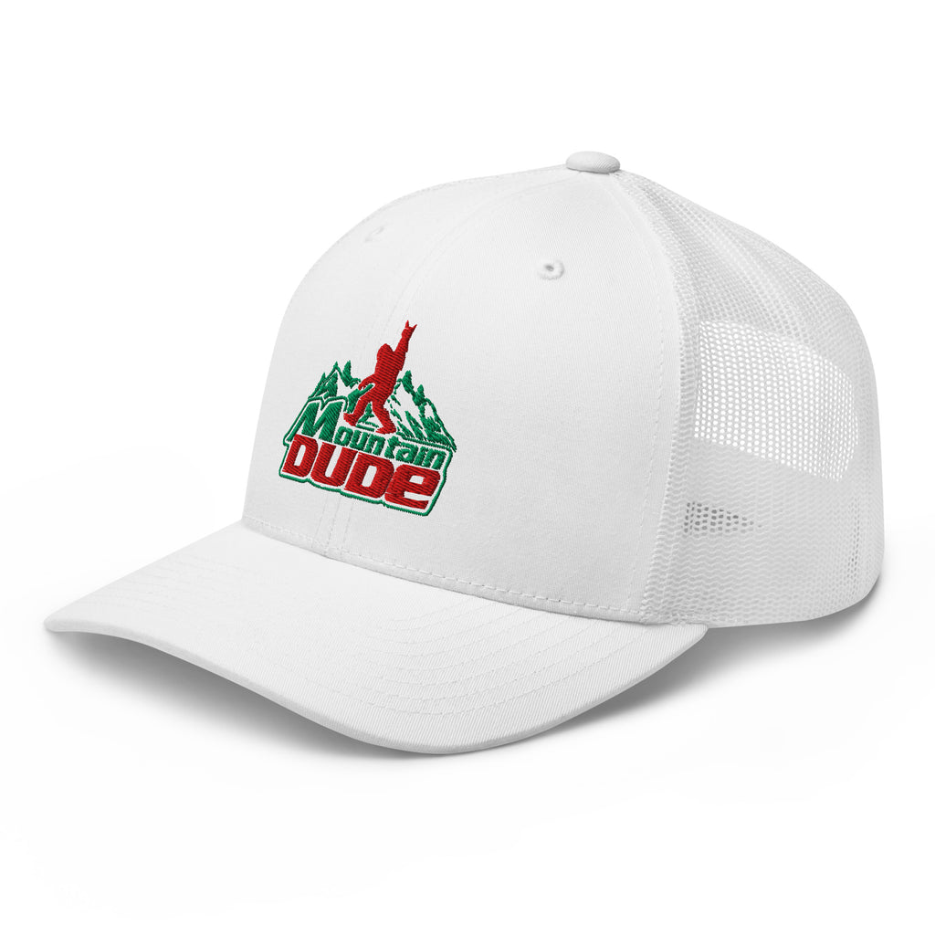 White Mountain Dude trucker hat side view – funny embroidered hiking cap