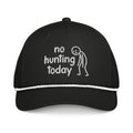 No Hunting Today embroidered black rope hat with white rope front view – funny hunting cap
