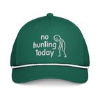 No Hunting Today embroidered kelly green rope hat with white rope front view – funny hunting cap
