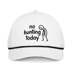No Hunting Today embroidered white rope hat with black rope front view – funny hunting cap