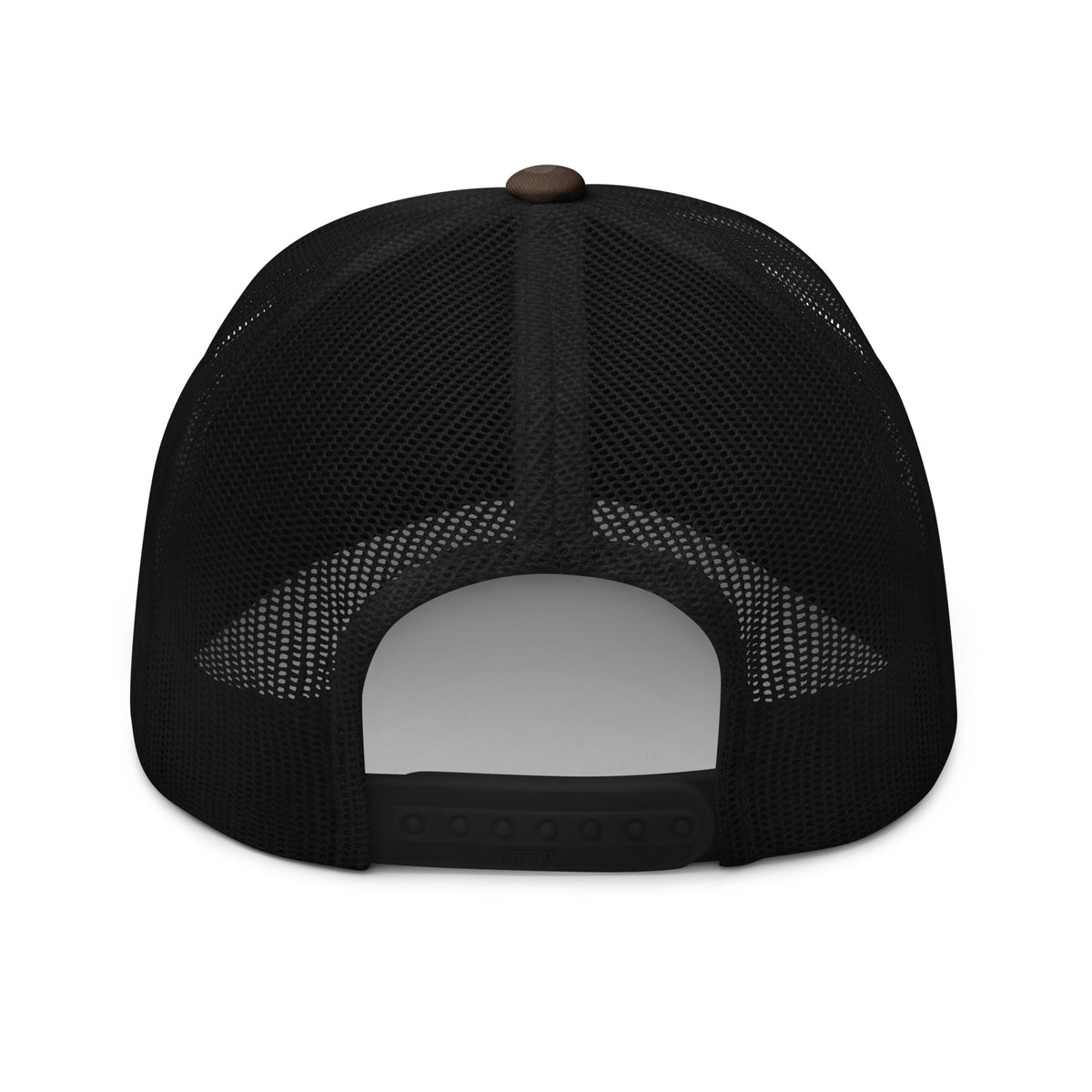 Power Hiker camo trucker hat back view – adjustable snapback closure for outdoor wear