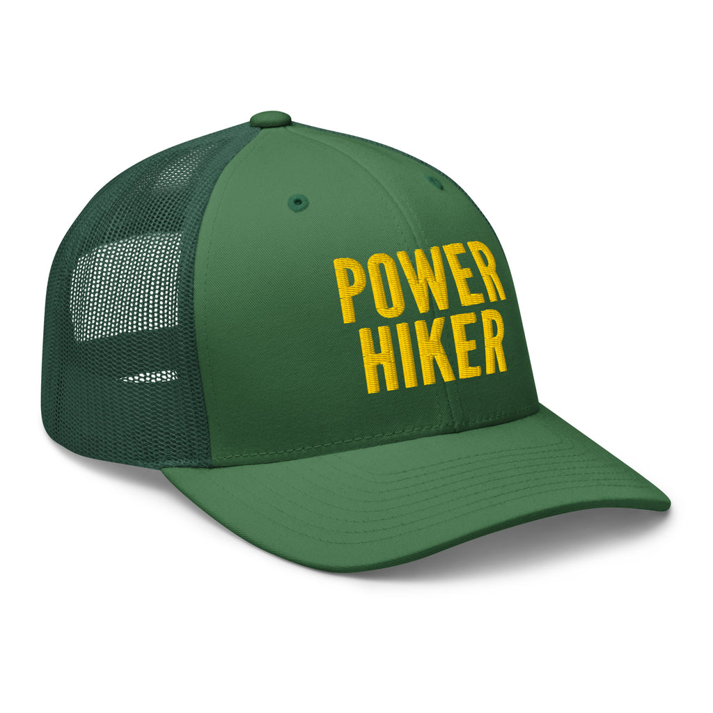 Power Hiker evergreen trucker hat back view – adjustable snapback closure