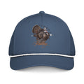 Turkey hunting light blue rope hat with white rope front view – outdoor turkey hunting cap