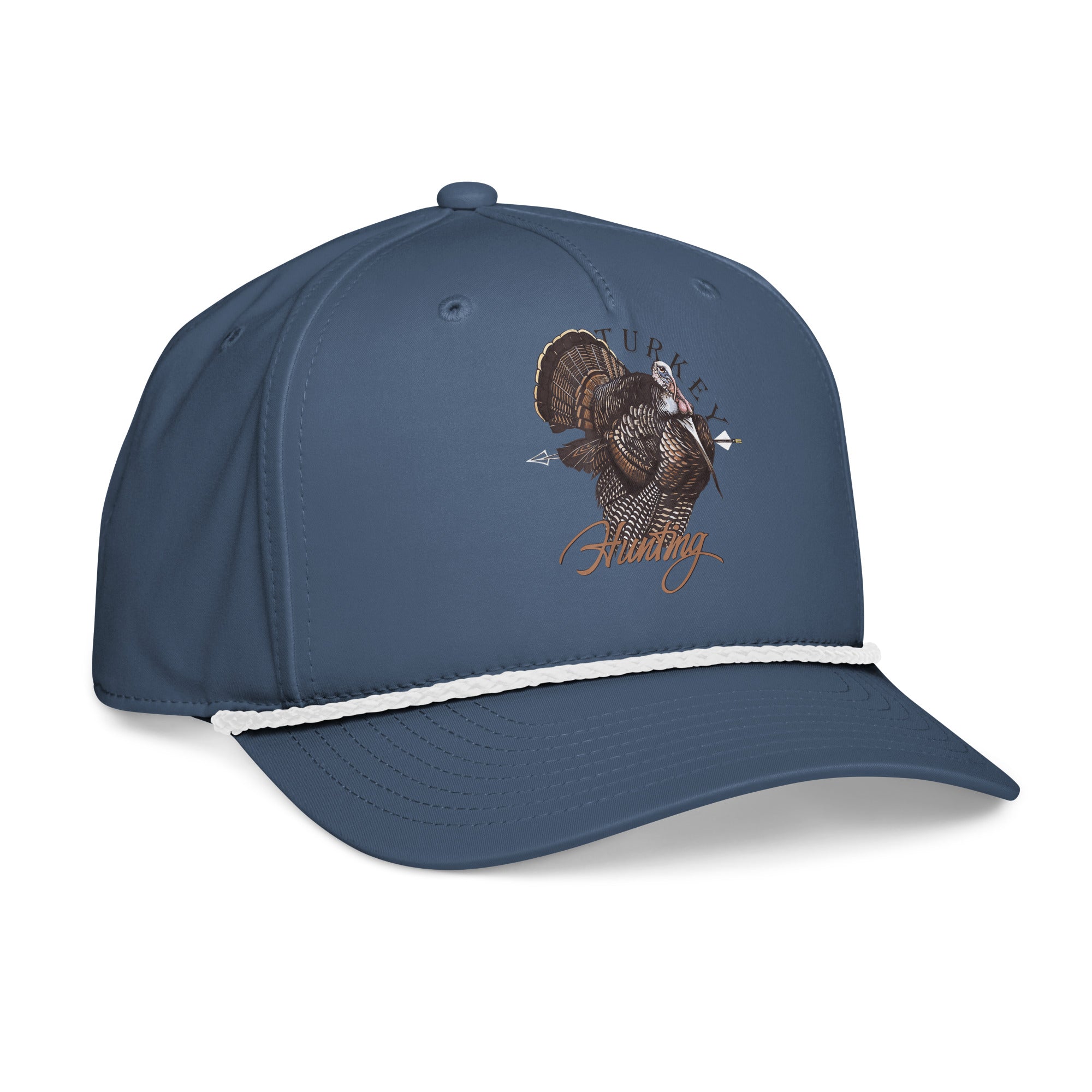 Light blue turkey hunting rope hat right side view – outdoor turkey hunting cap