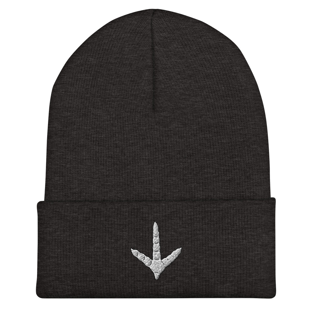 Dark gray turkey track beanie – embroidered winter hunting hat for spring turkey season