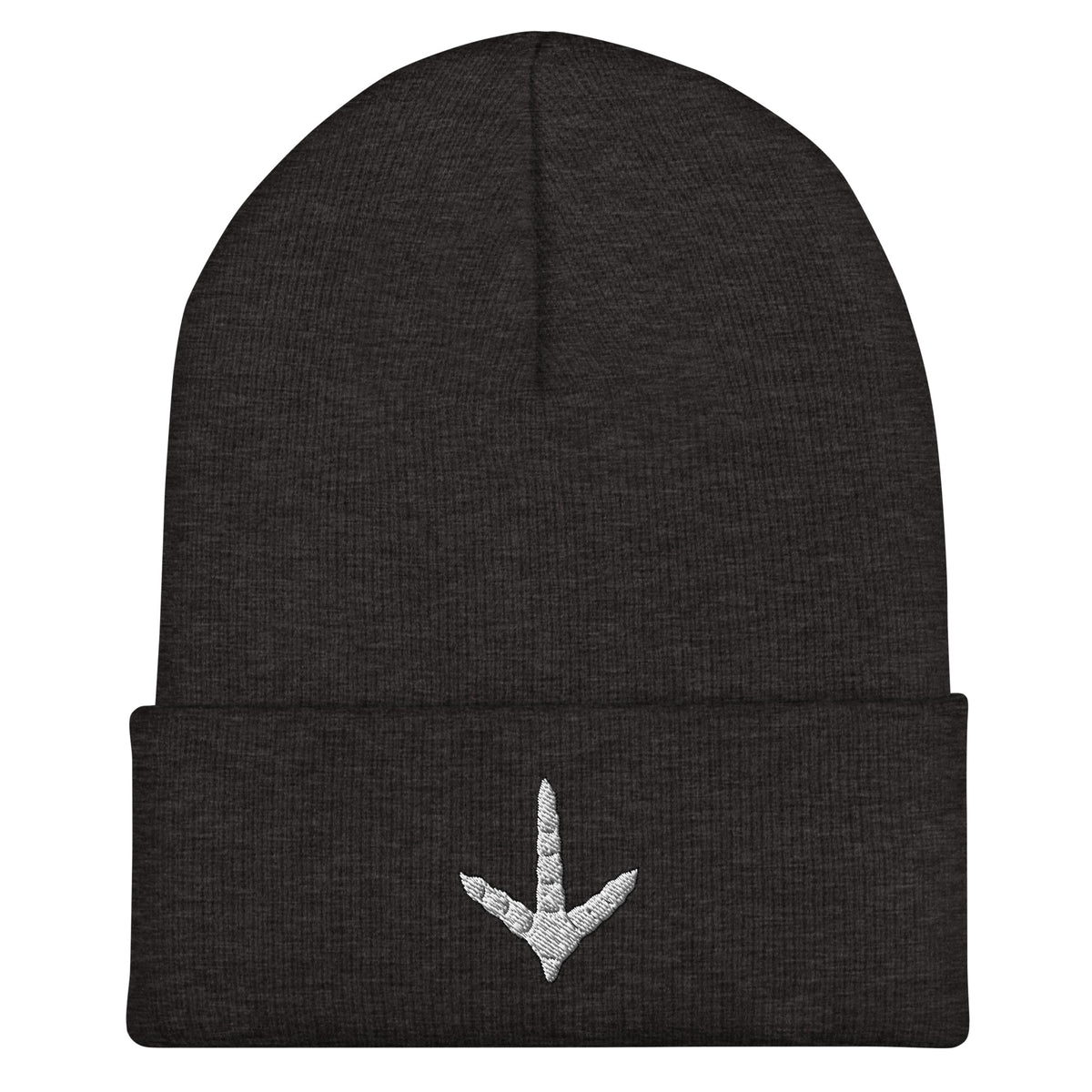 Dark gray turkey track beanie – embroidered winter hunting hat for spring turkey season